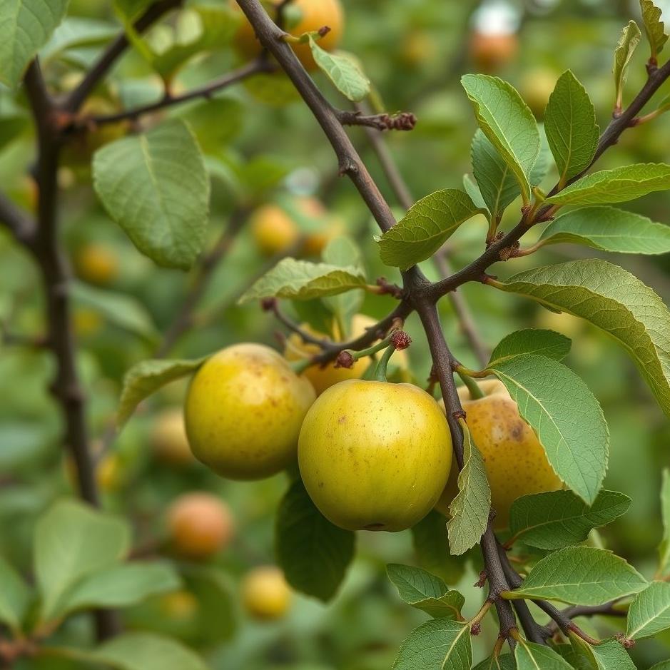 Dream : Collecting green plum in the garden in the dream