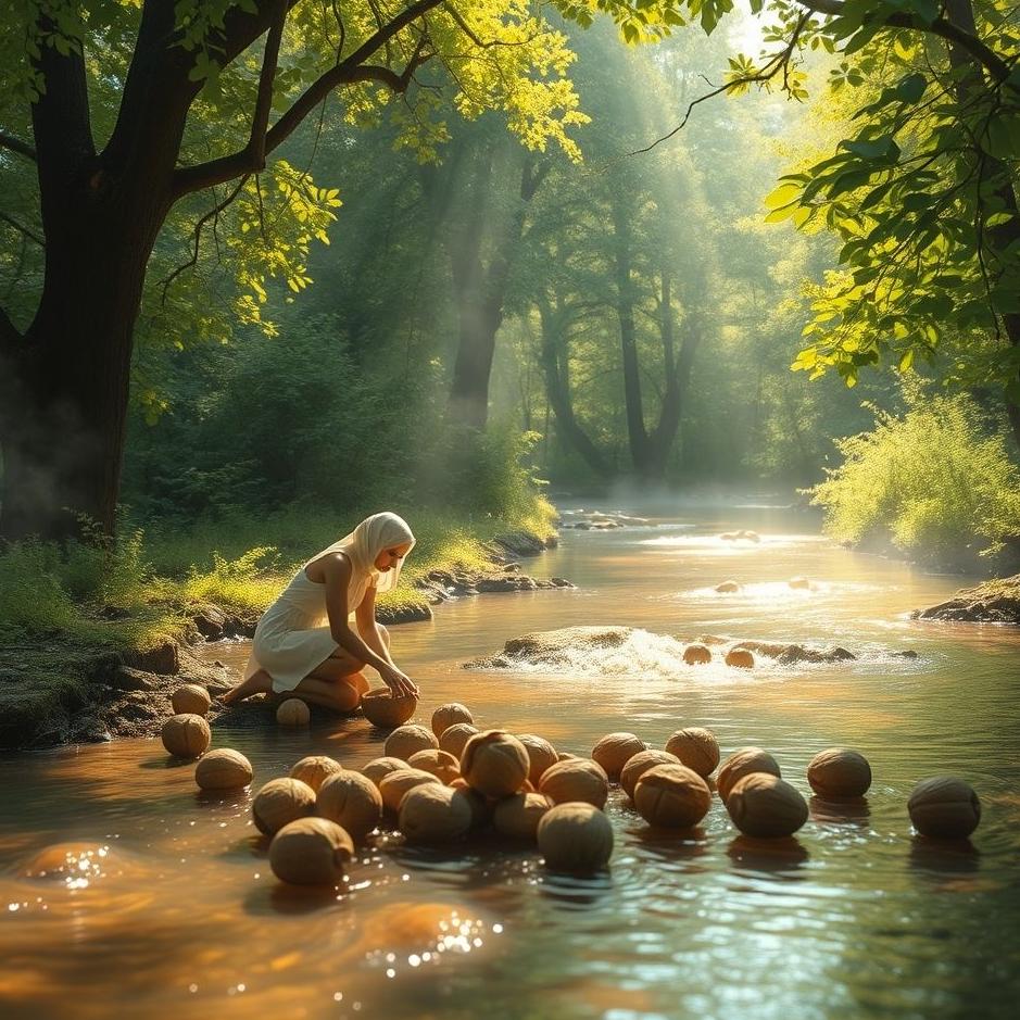 Dream : Collecting walnuts from flowing water in the dream
