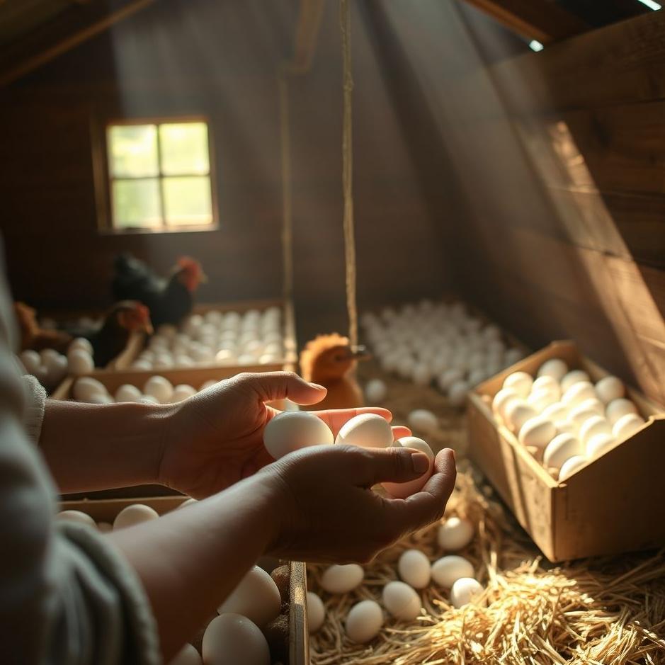 Dream : Collecting white eggs in a coop in a dream
