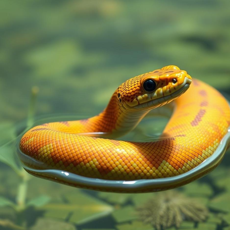 Dream : Colored water snake in a dream