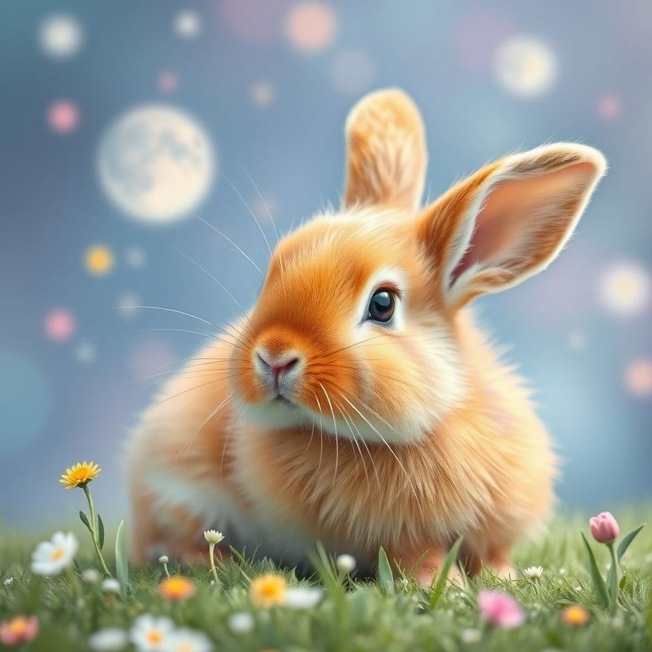 Dream : Colorful baby rabbit in a dream