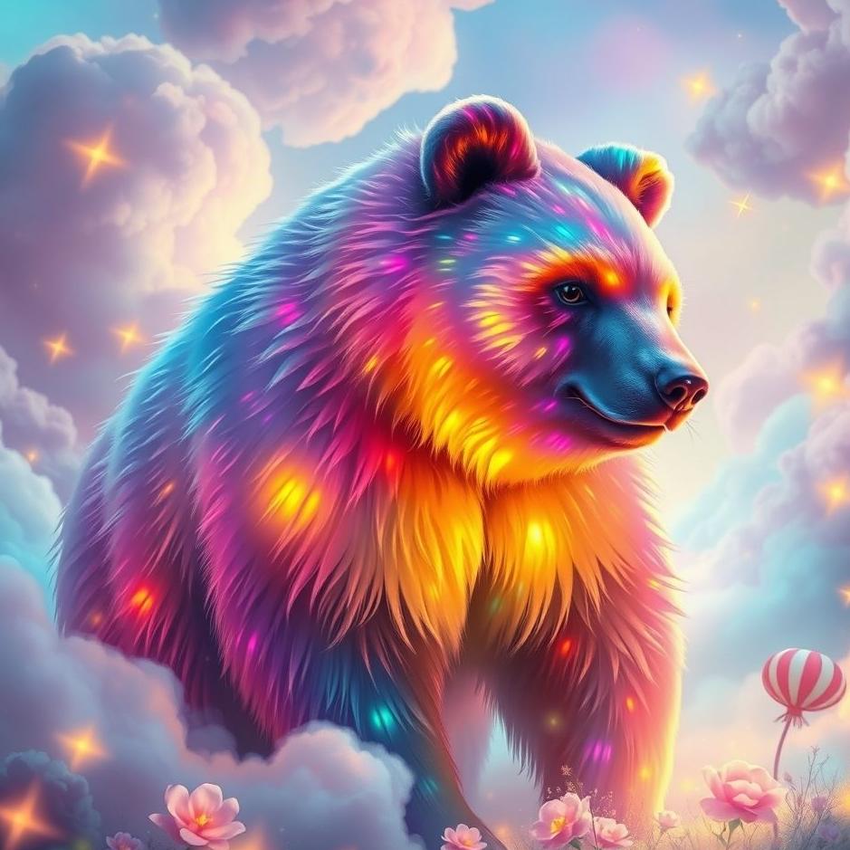 Dream : Colorful bear in a dream
