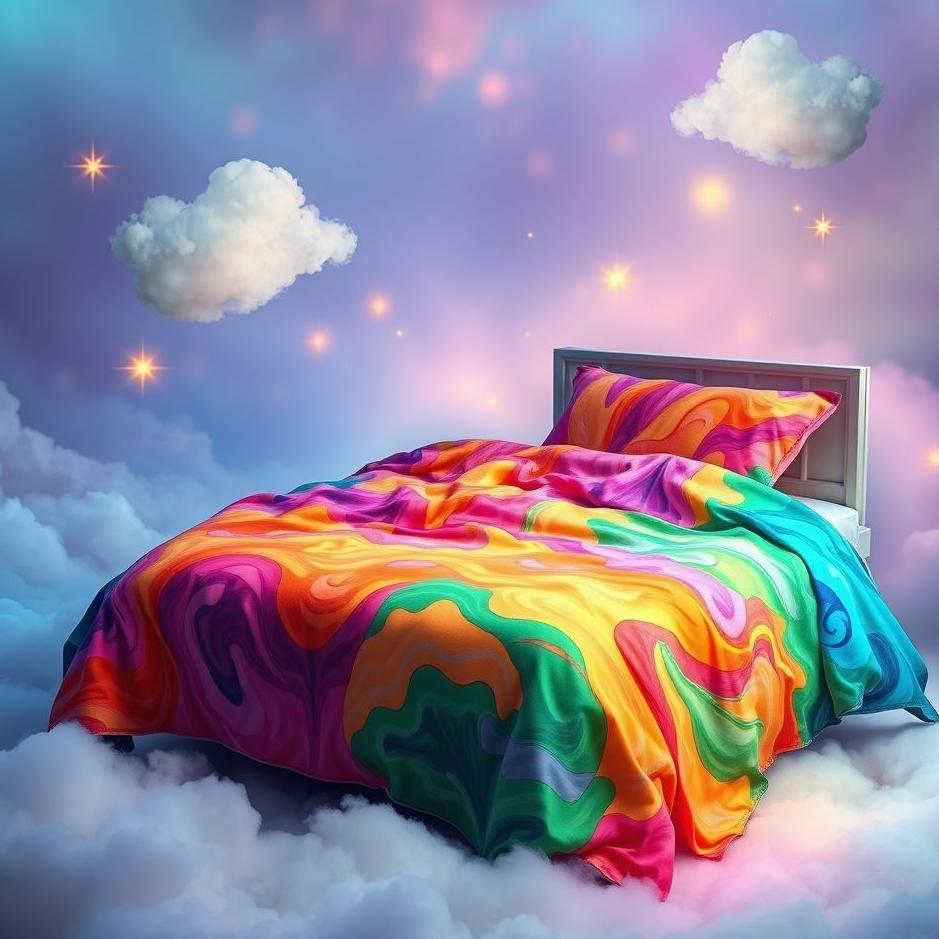 Dream : Colorful bedspread in a dream