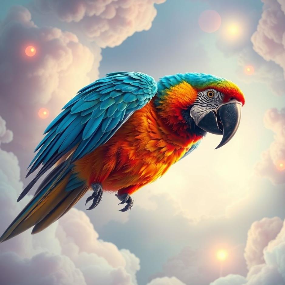 Dream : Colorful big parrot in a dream