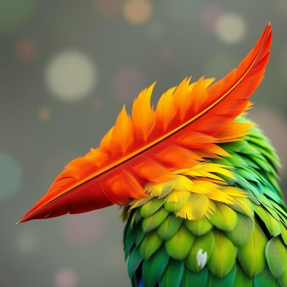 Dream : Colorful bird feathers in a dream