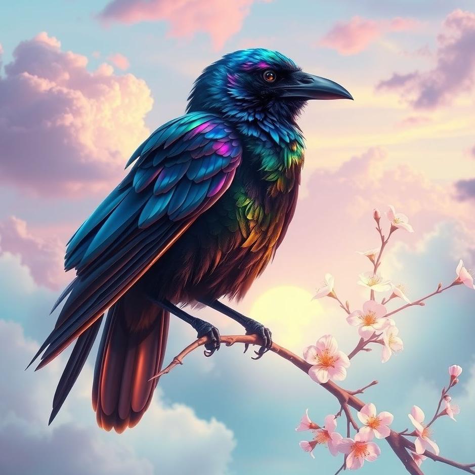 Dream : Colorful crow in a dream