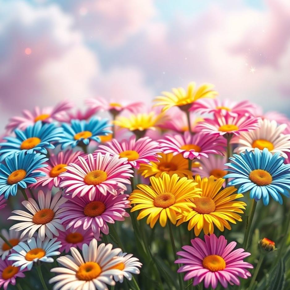 Dream : Colorful daisies in a dream