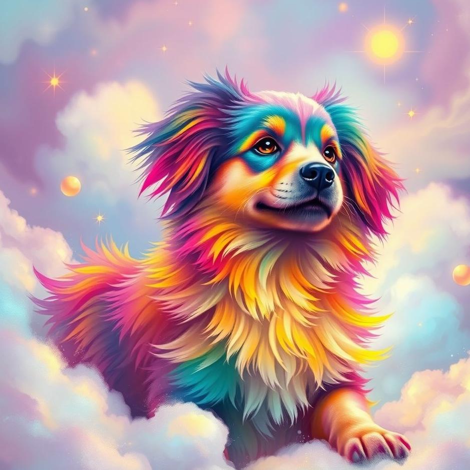 Dream : Colorful dog in a dream