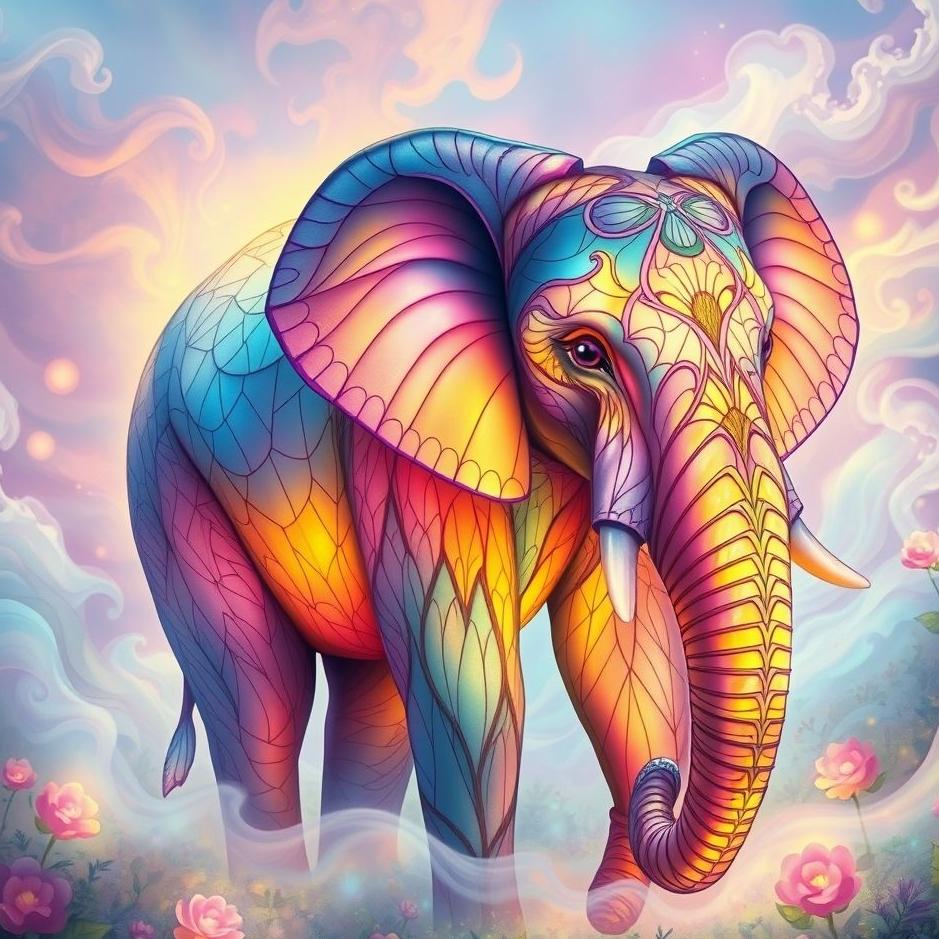 Dream : Colorful elephant in a dream