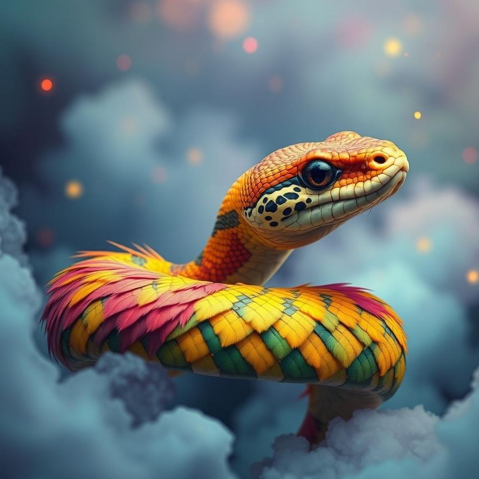 Dream : Colorful feathered snake in a dream