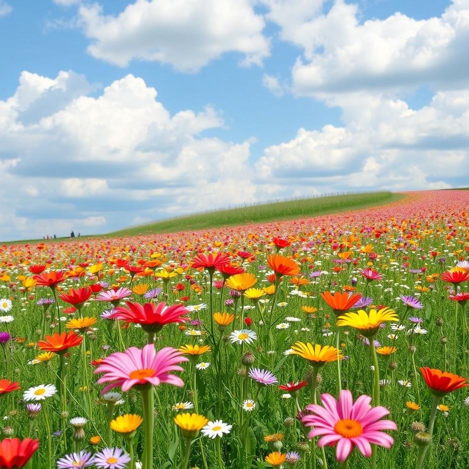 Dream : Colorful flower field in a dream