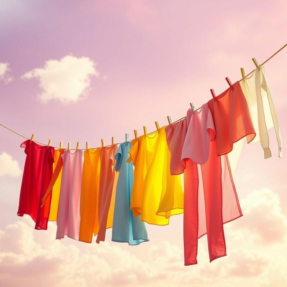 Dream : Colorful laundry on a rope in a dream
