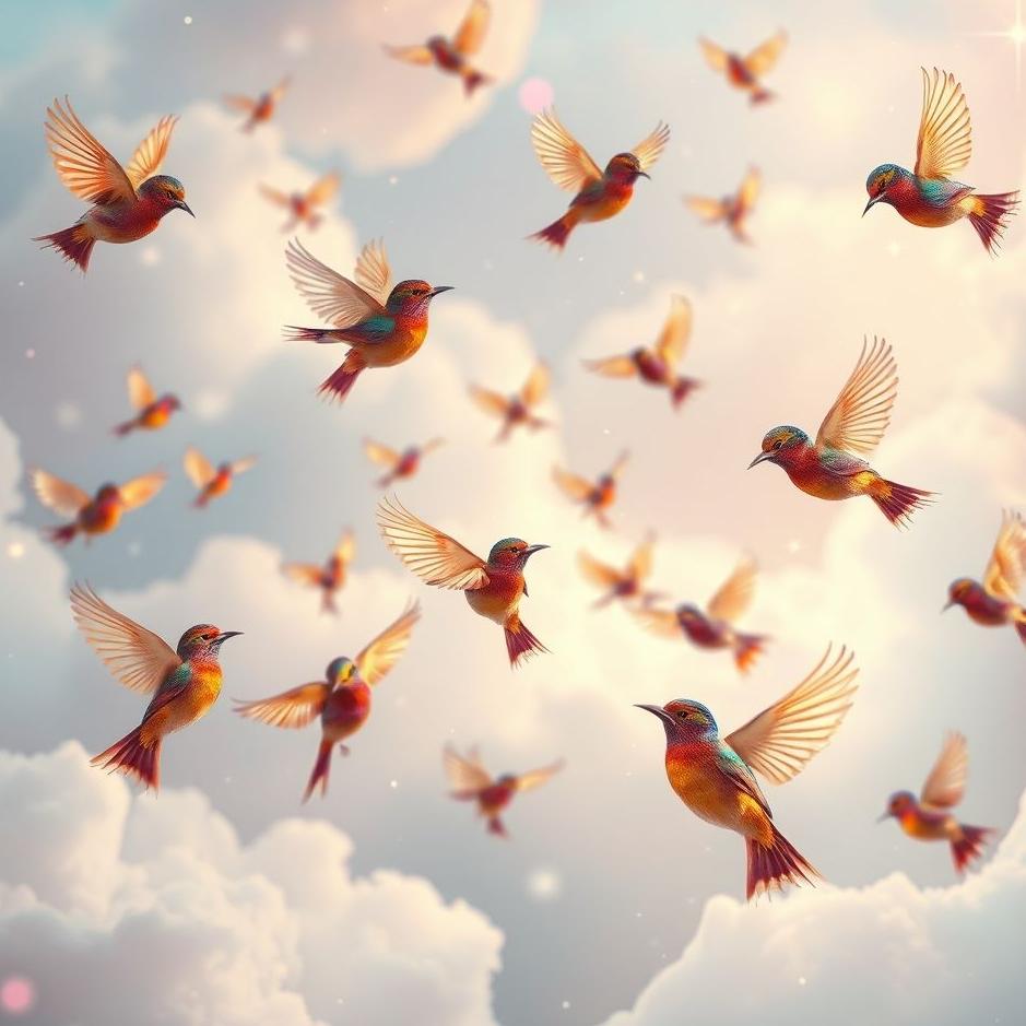 Dream : Colorful little birds in a dream