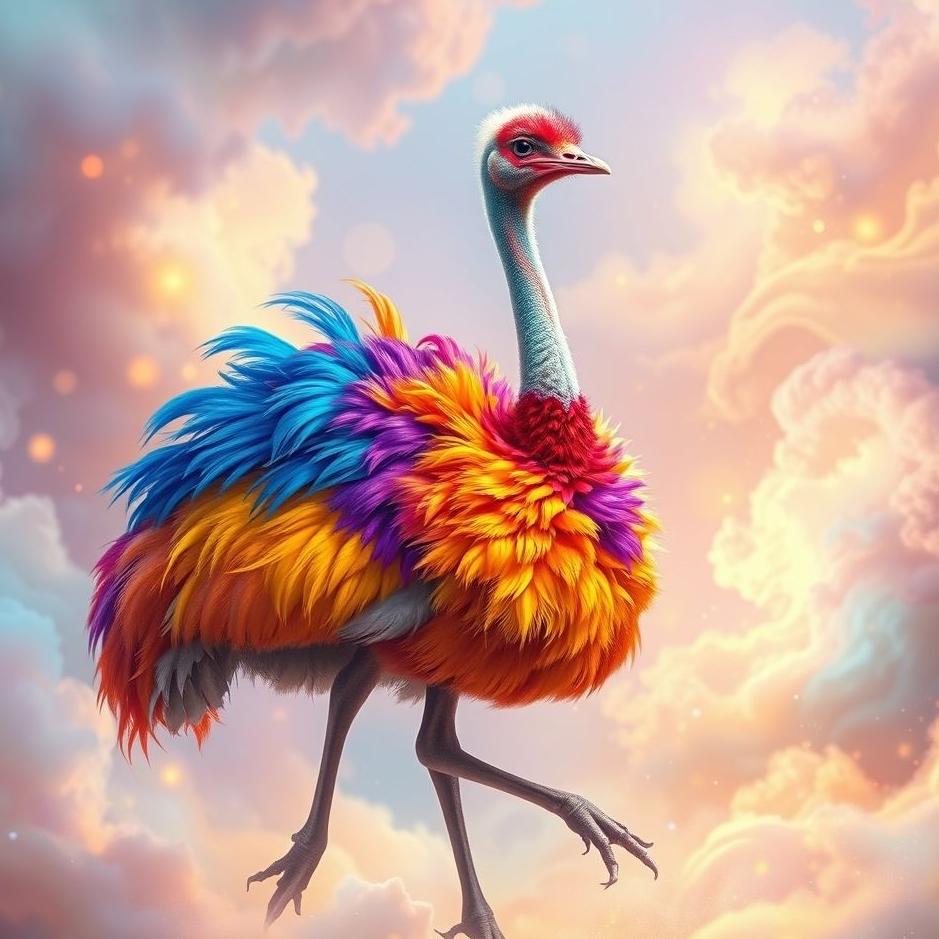 Dream : Colorful ostrich in a dream