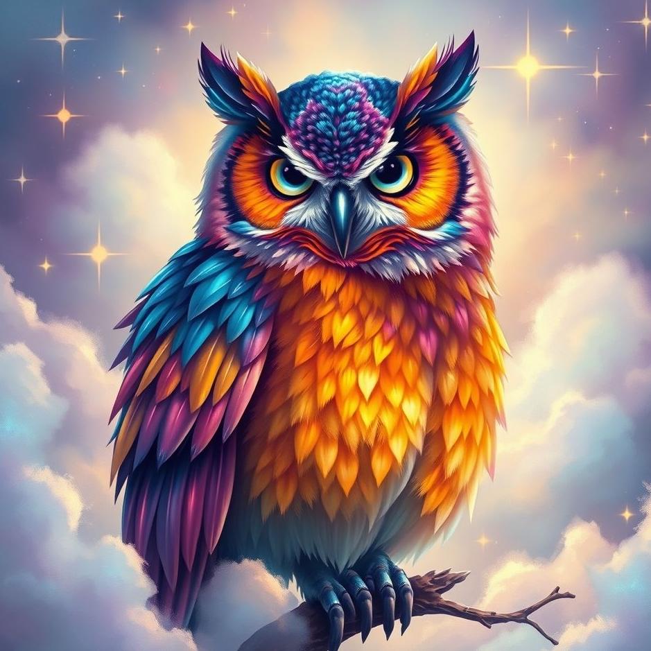 Dream : Colorful owl in a dream