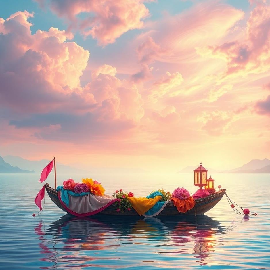 Dream : Colorful raft in a dream