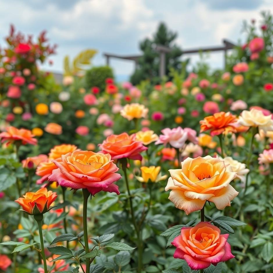 Dream : Colorful rose garden in a dream