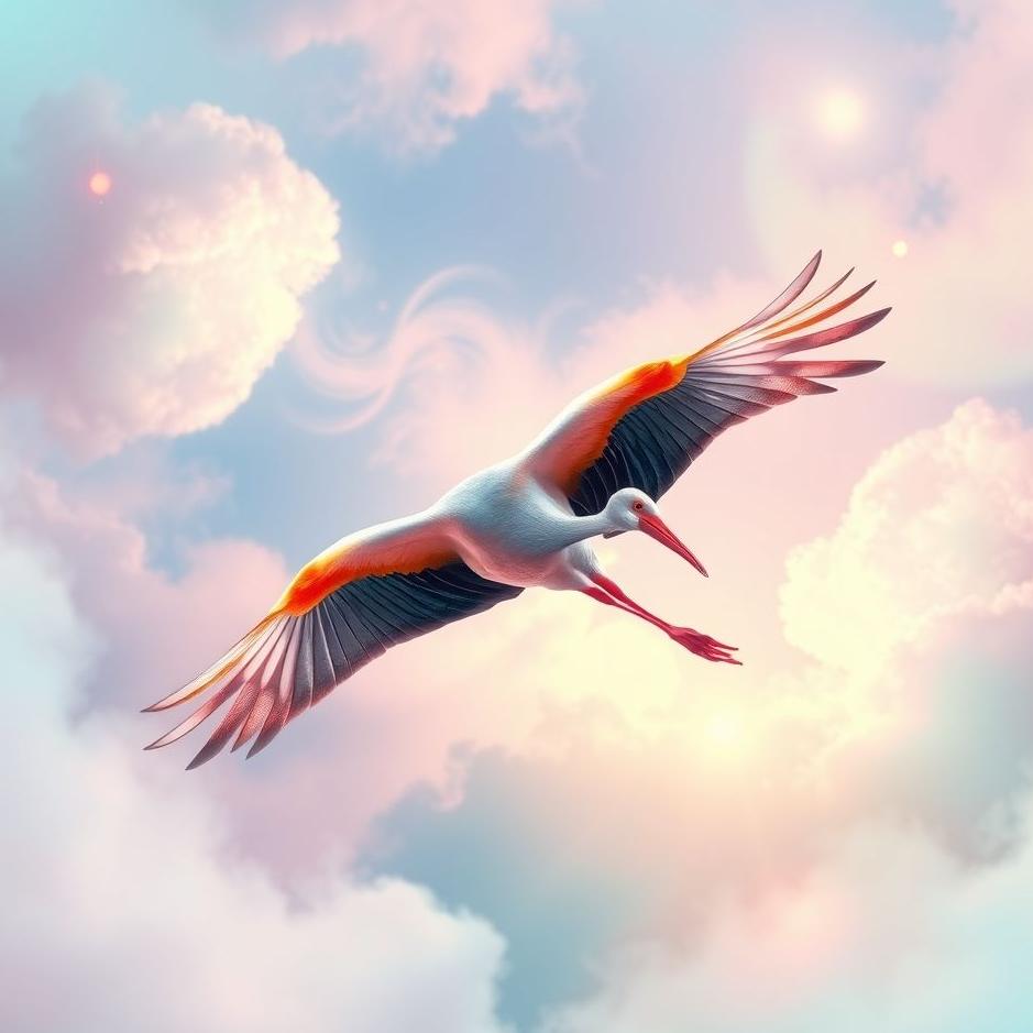 Dream : Colorful stork in a dream