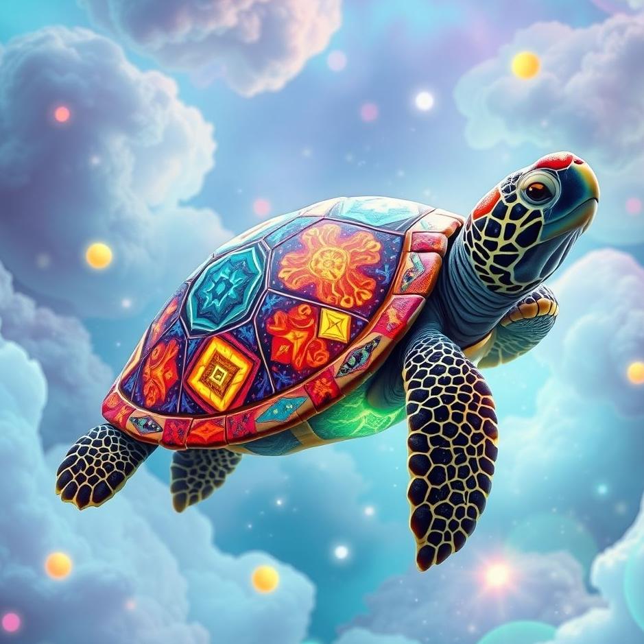 Dream : Colorful turtle in a dream