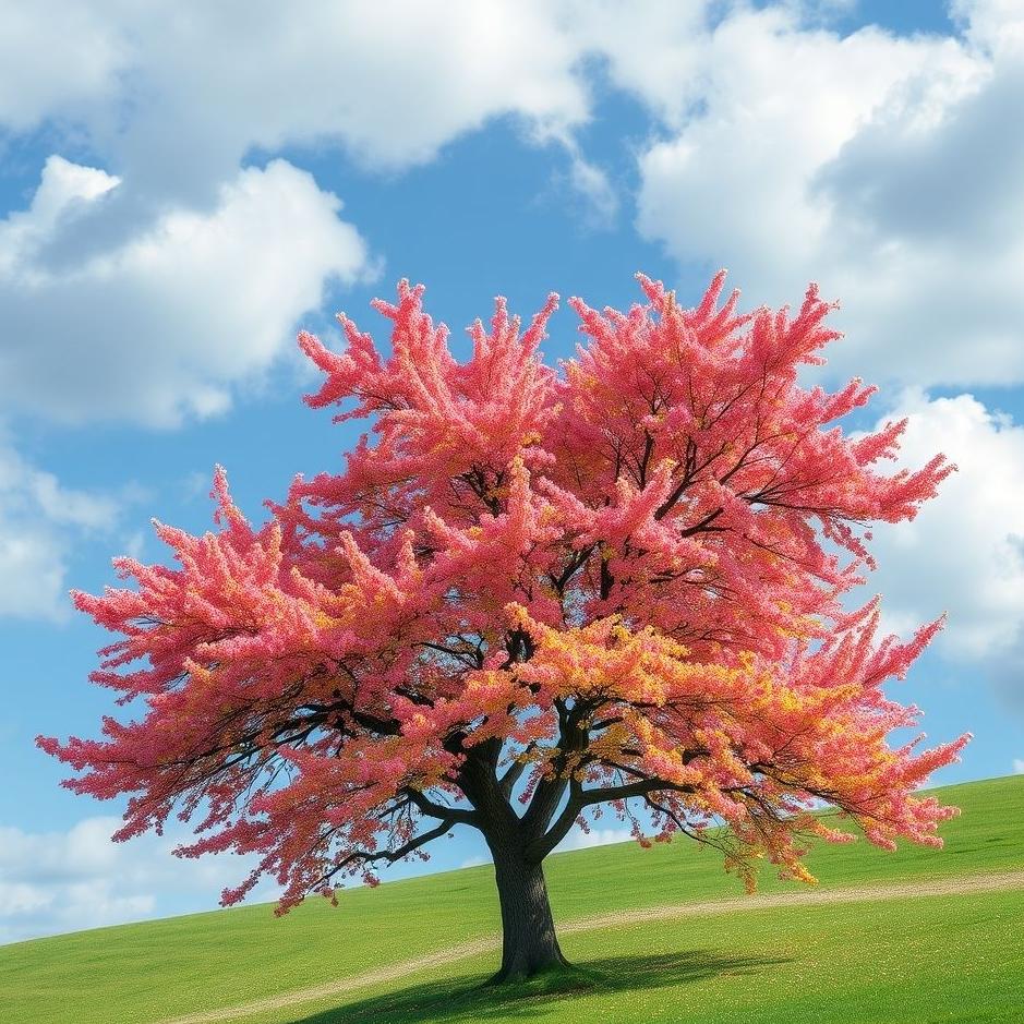 Dream : Colorfully blossomed tree in a dream