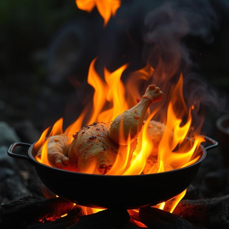 Dream Dictionary : Cooking chicken in fire in the dream