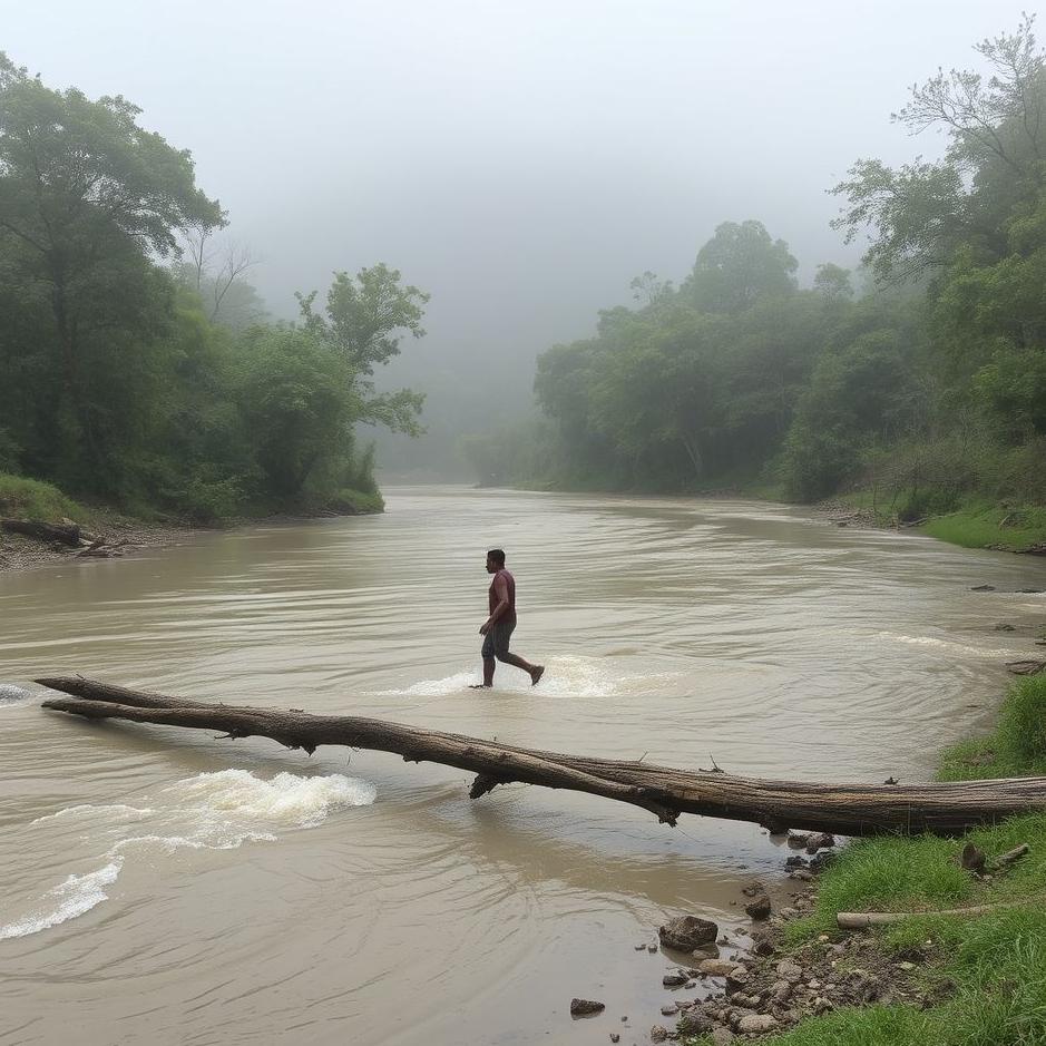 Dream : Crossing a murky river 
