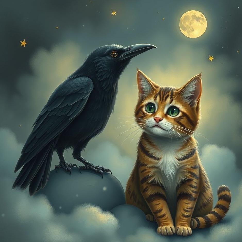 Dream : Crow and a cat in a dream