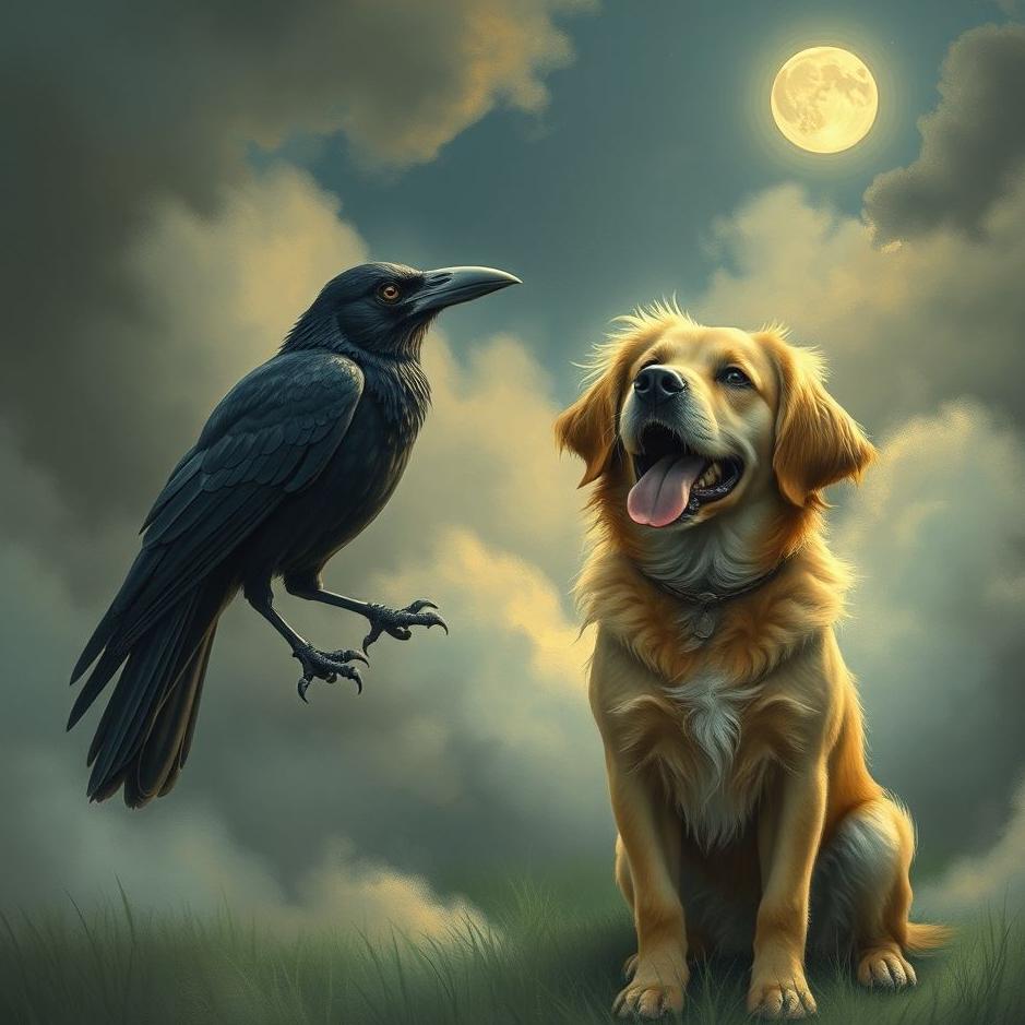 Dream : Crow and a dog in a dream