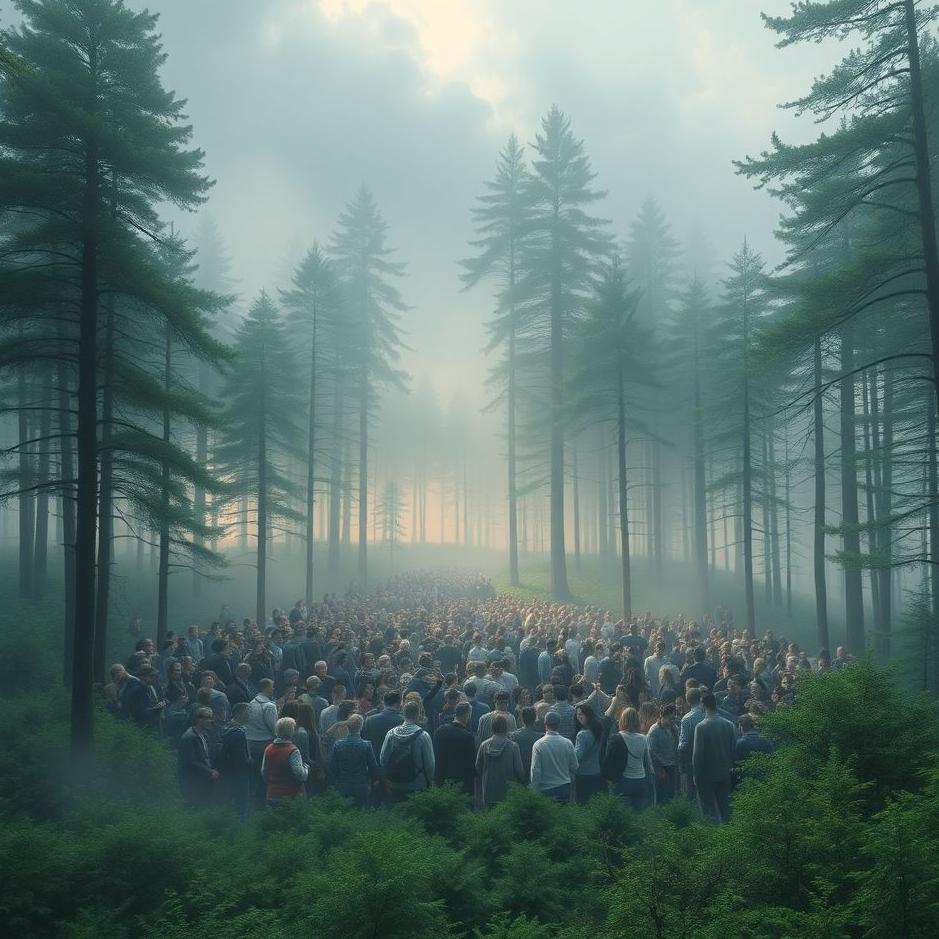 Dream : Crowd in a forest in a dream