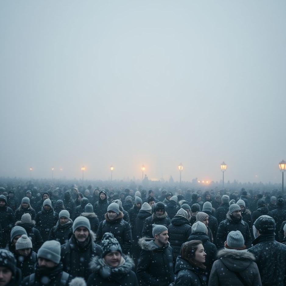 Dream : Crowd in the snow in a dream
