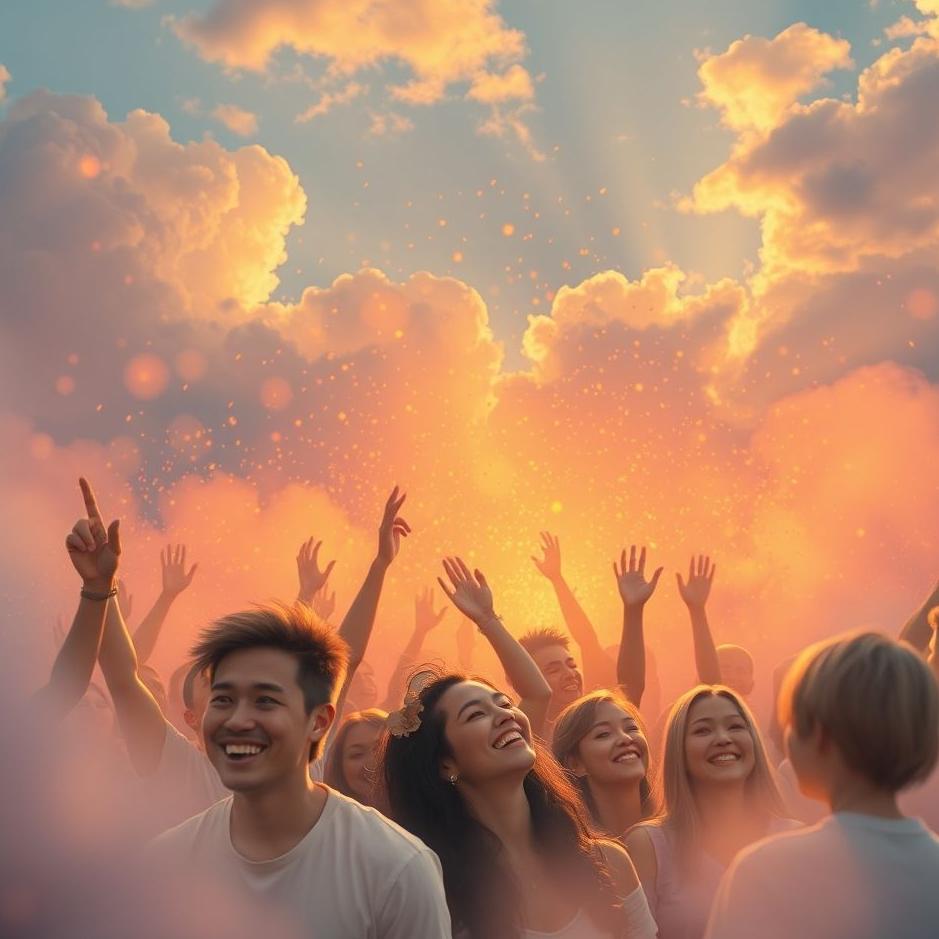 Dream : Crowd of happy people in a dream