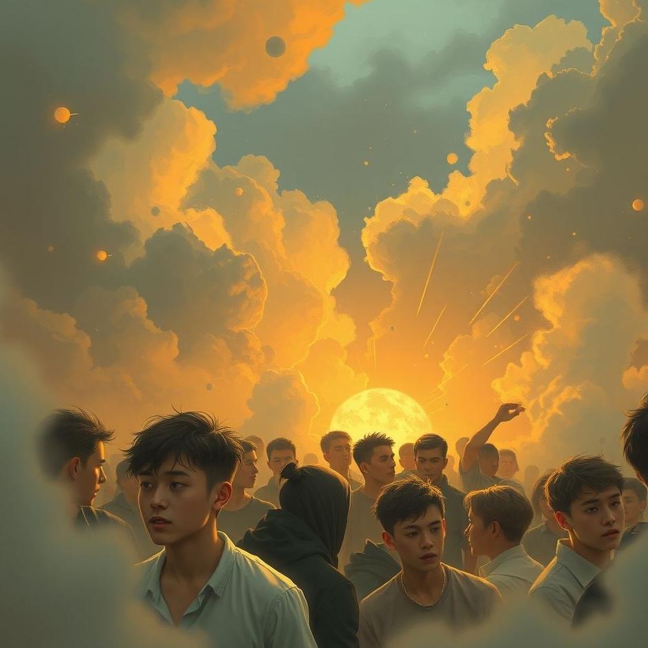 Dream : Crowd of young men in a dream