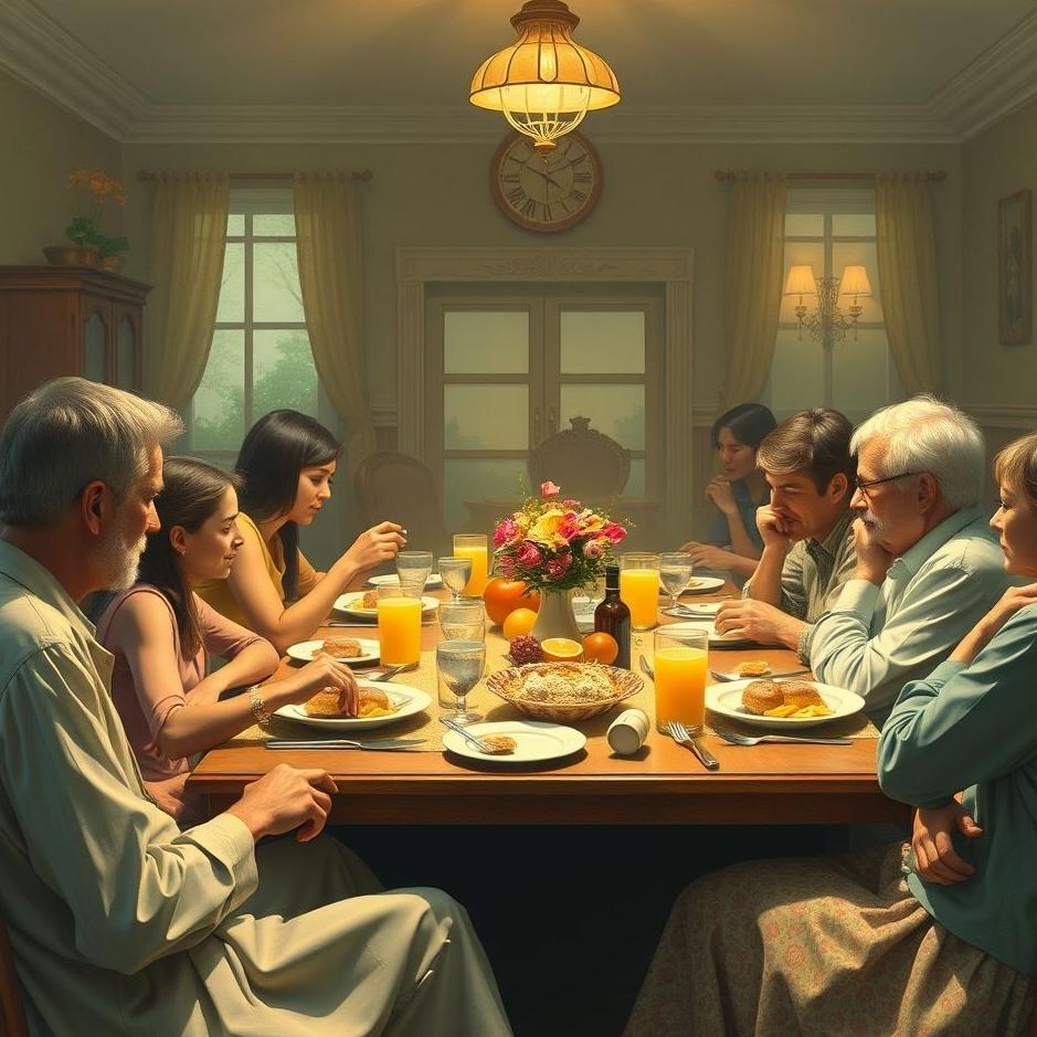 Dream : Crowded breakfast table in a dream