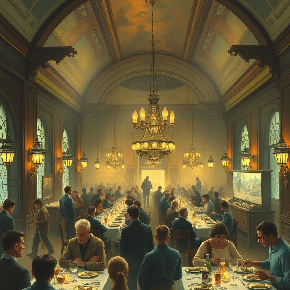 Dream : Crowded dining hall in a dream