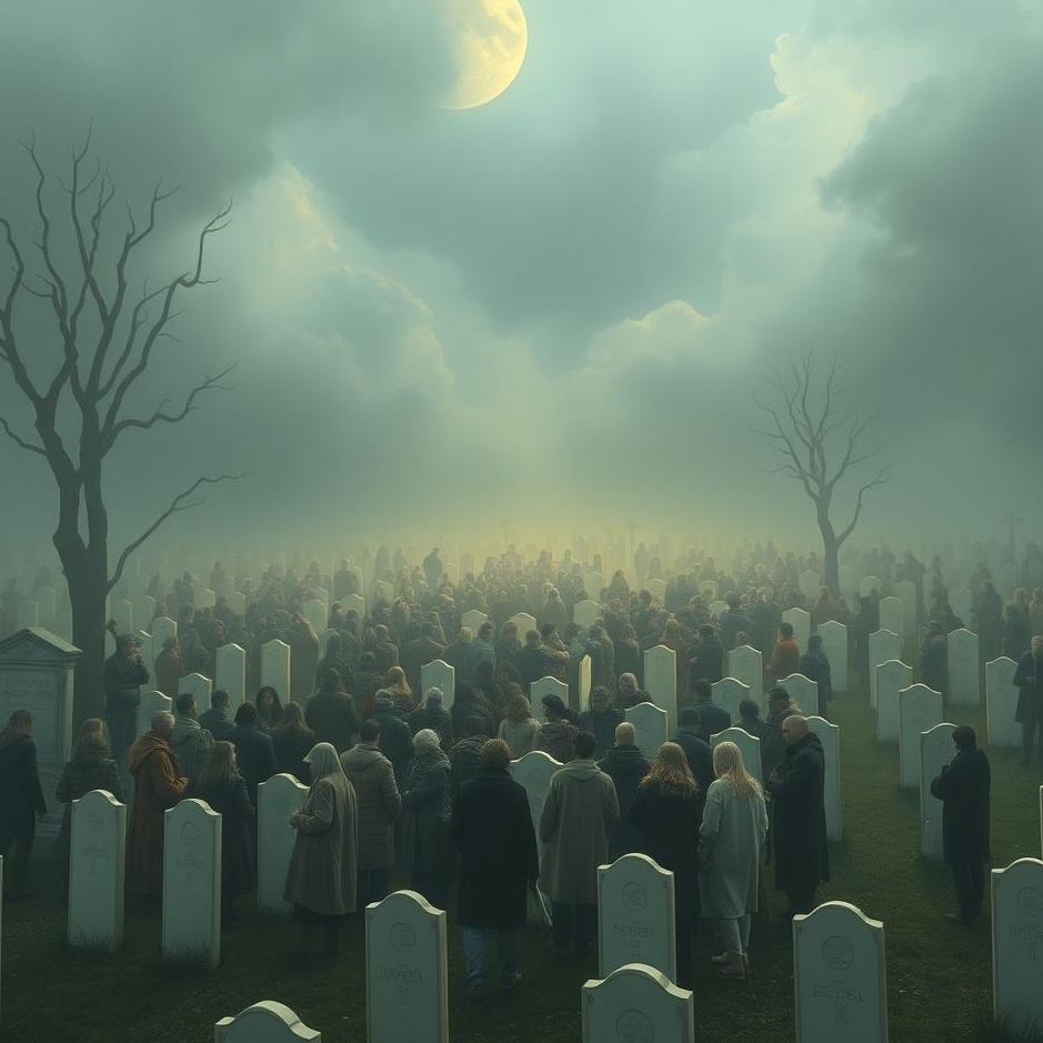 Dream : Crowded people in a cemetery in a dream