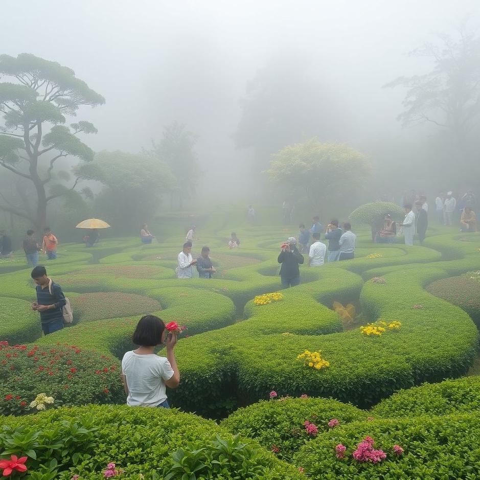 Dream : Crowded tea garden in a dream