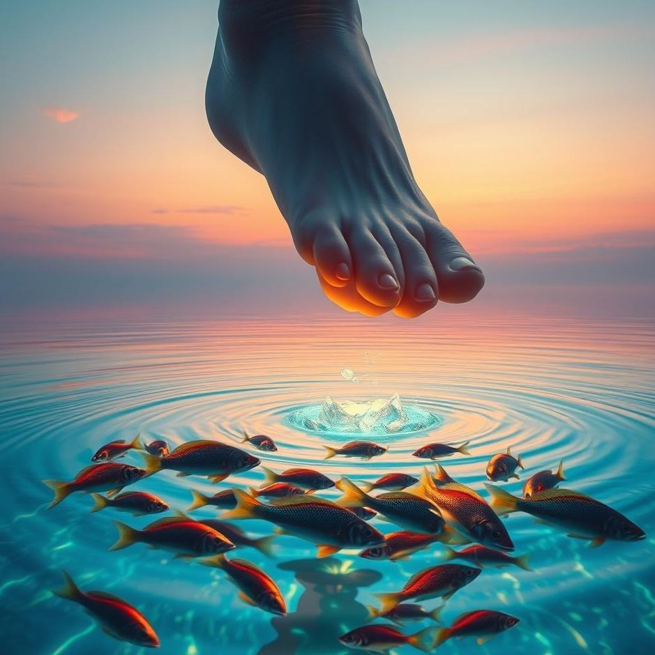 Dream : Crushing fish with foot in the dream