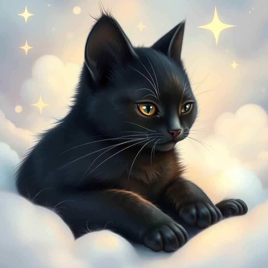 Dream : Cute black cat in a dream