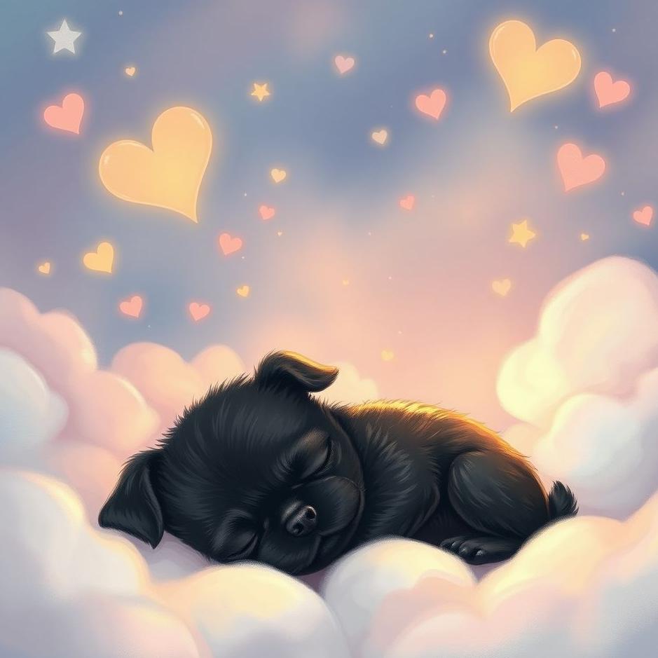 Dream : Cute black dog in a dream