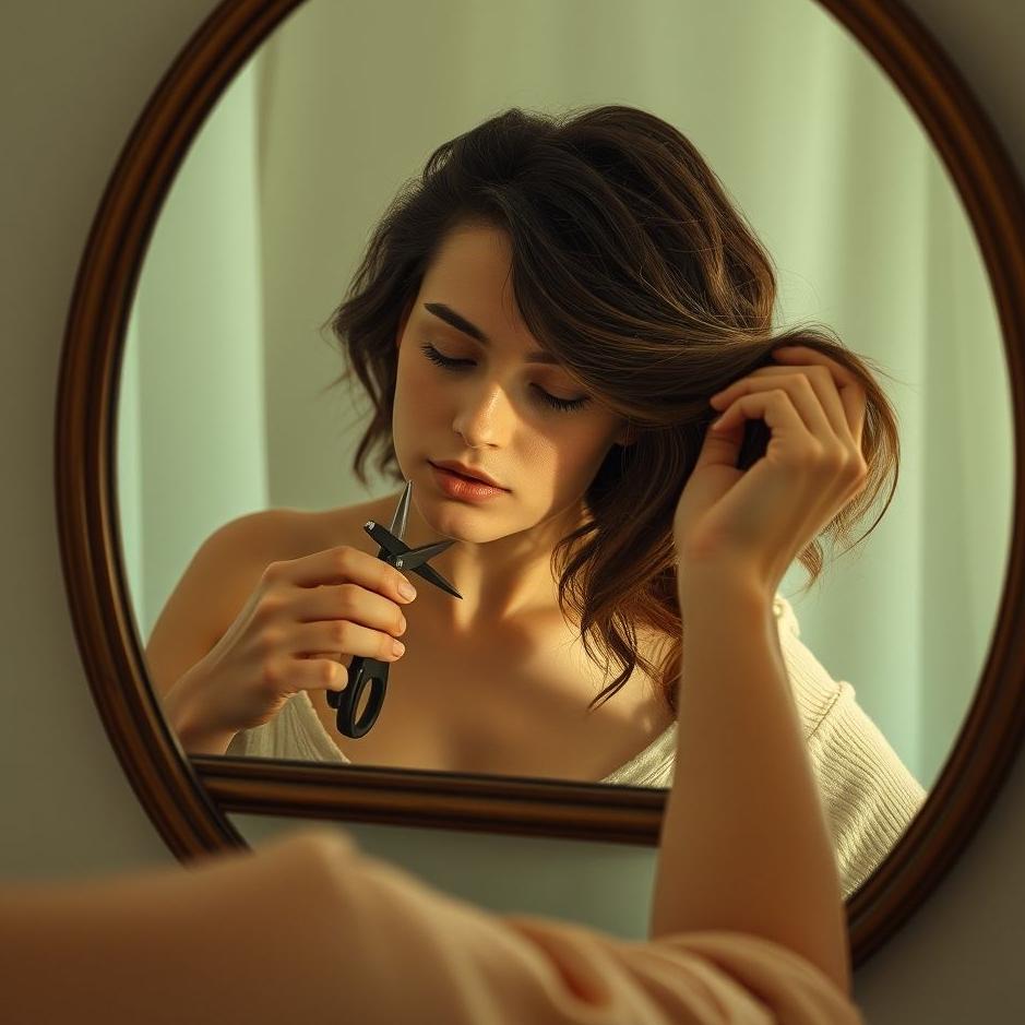 Dream : Cutting hair by looking at the mirror in the dream