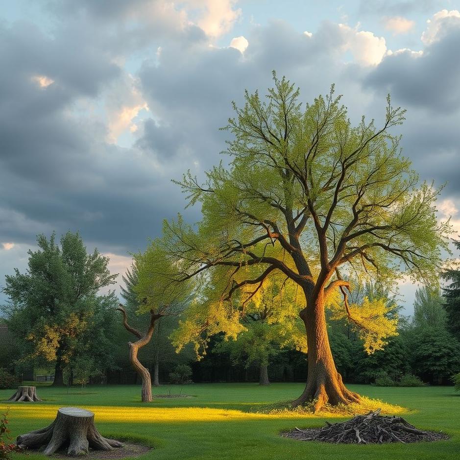 Dream : Cutting trees in the garden in the dream