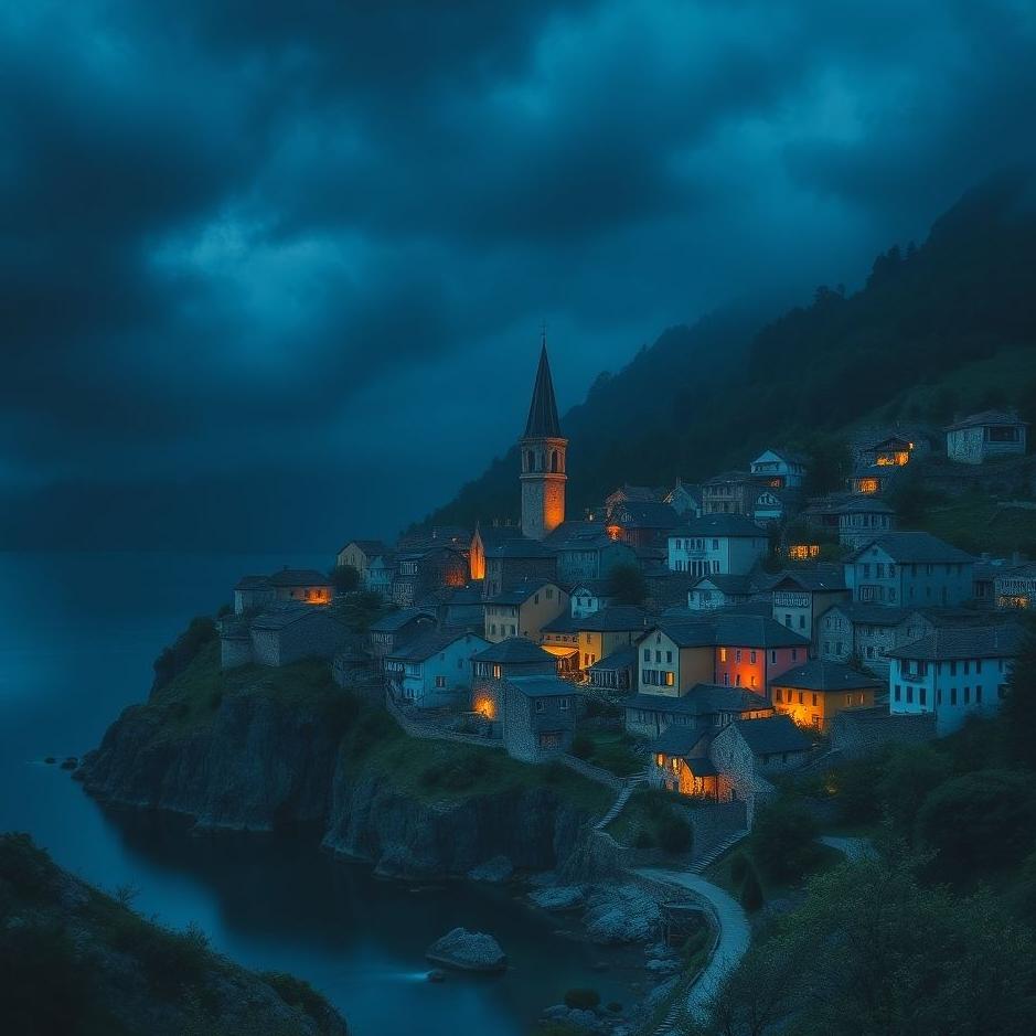 Dream : Dark blue village in a dream