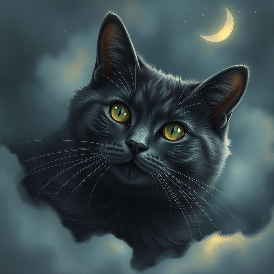 Dream : Dark gray cat in a dream