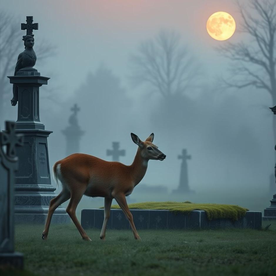Dream : Deer in a cemetery in a dream