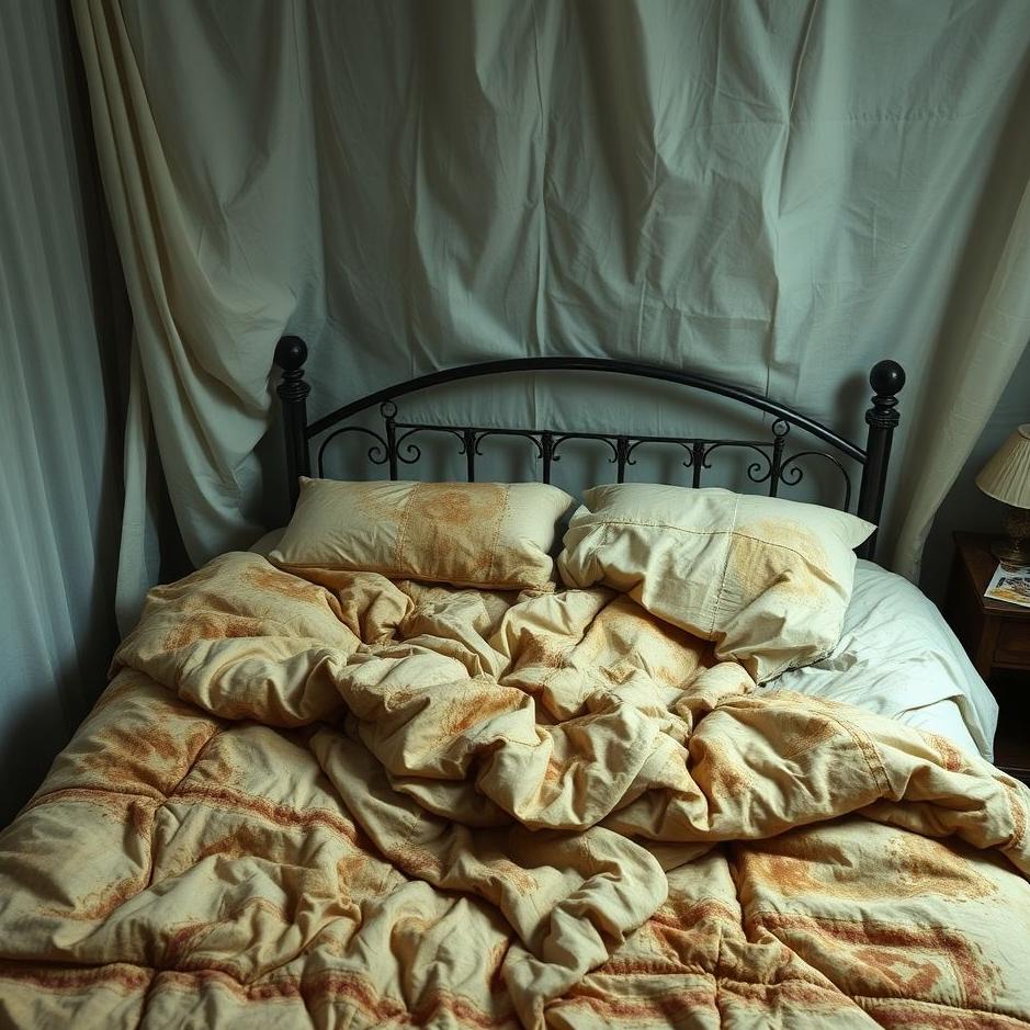 Dream : Dirty bed and quilt in a dream