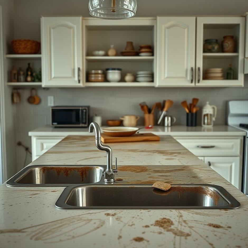 Dream : Dirty kitchen counter in a dream
