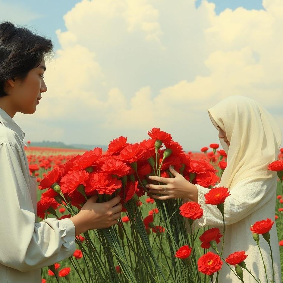 Dream : Distributing red carnations in a dream