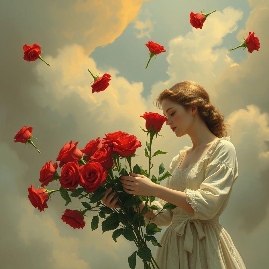 Dream : Distributing red roses in a dream