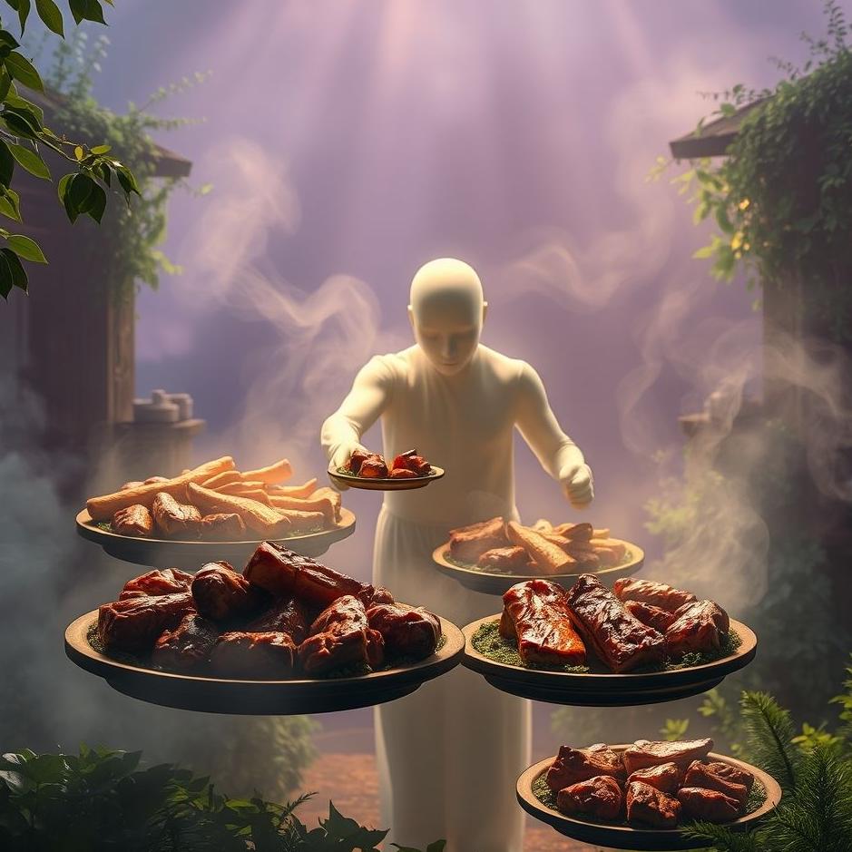 Dream : Distributing roasted meat in a dream