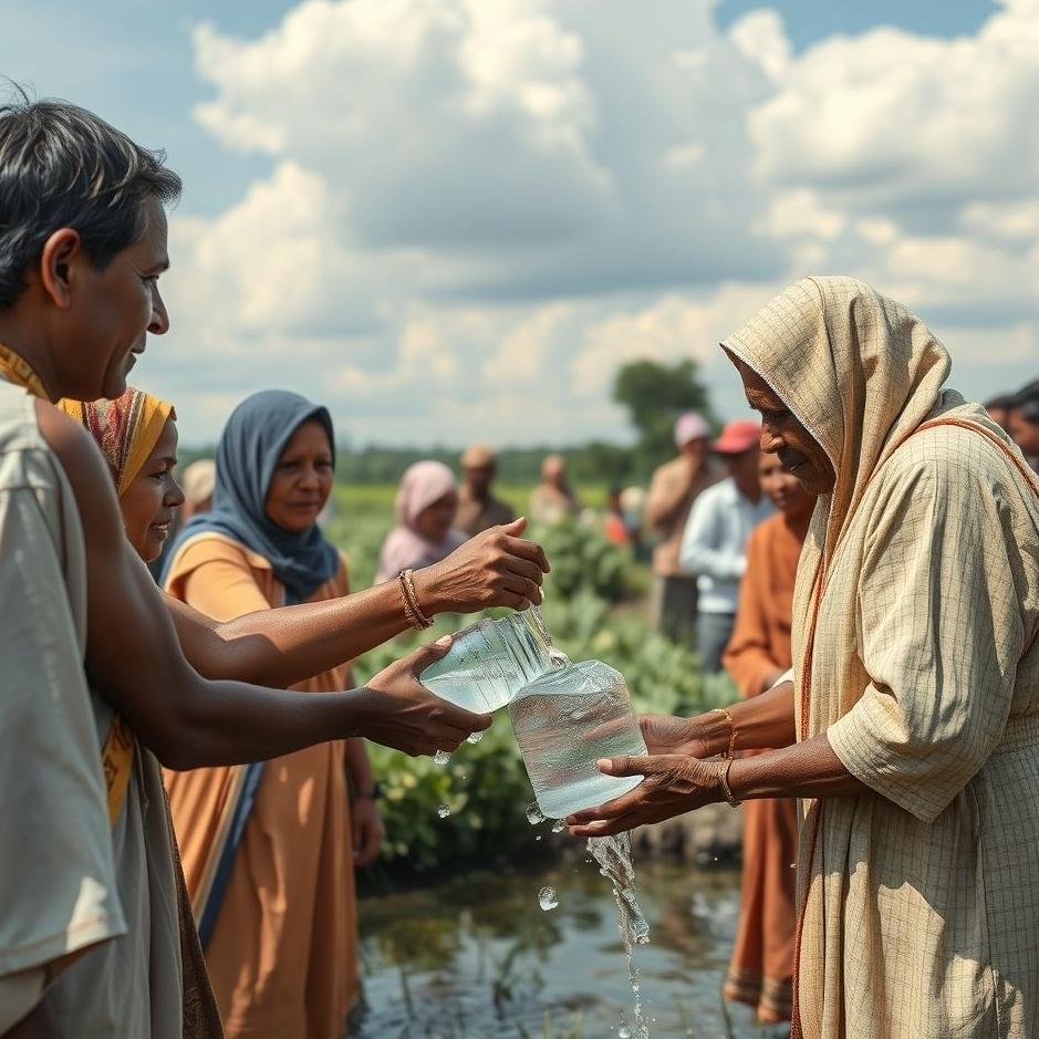 Dream : Distributing water to people in a dream